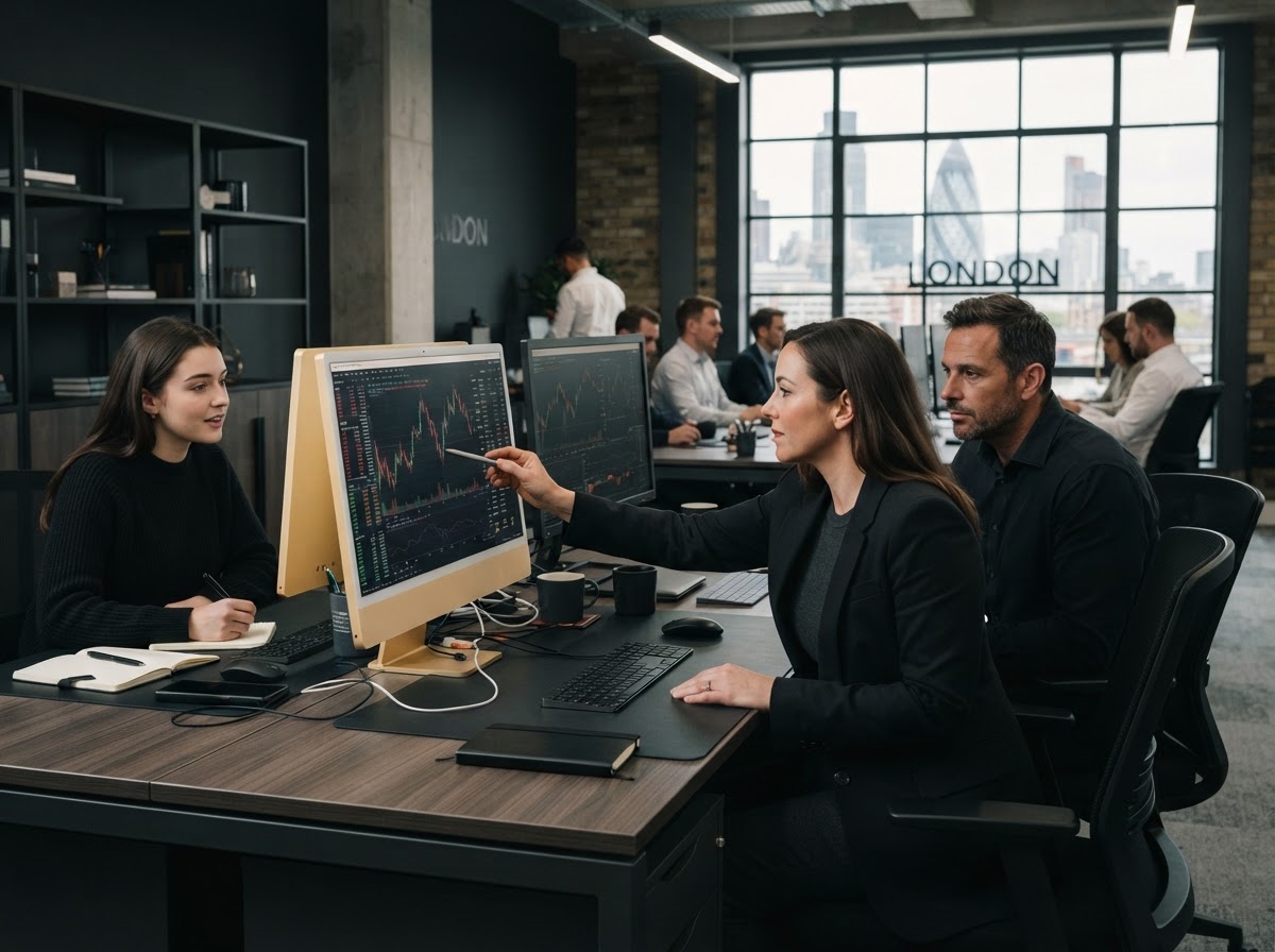 Scalpr Trading team reviewing predictive model output on a monitoring screen